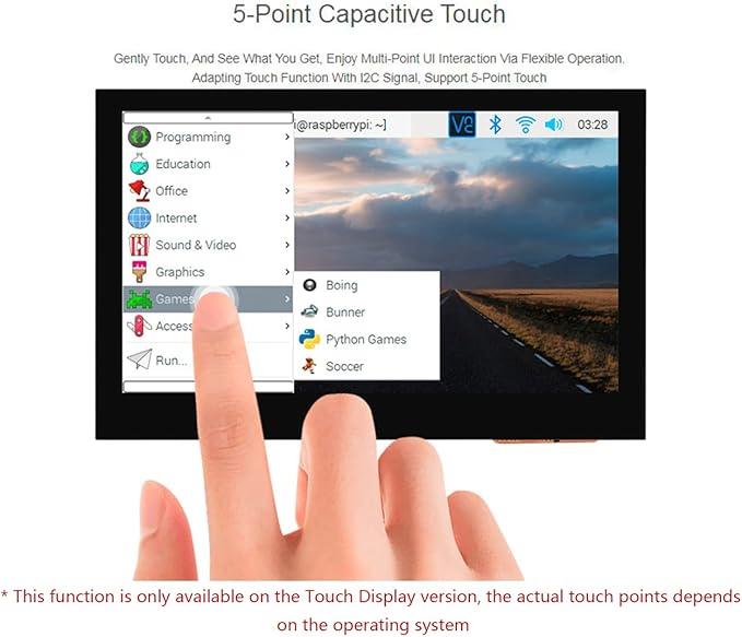 waveshare 4.3inch Touch DSI Display 800 x 480 IPS Screen 5-Point Capacitive Touch LCDCompatible with Raspberry Pi 4B/3B+/3A+/3B/2B/B+/A+ Compute Module3/3+/Compute Module 4