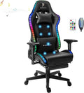 TBQATNTS 7-Point Massage Gaming Chair Video Gaming Chair with Speakers and LED/RGB Lights Ergonomic Computer Chair with Footrest and Lumbar Support 180 Degree Tilt High Back Office Chair.Black