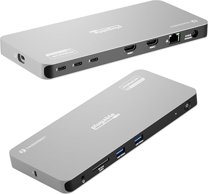 Plugable Thunderbolt 4 Dock for Quad Monitors 100W Thunderbolt Docking Station Connects up to Four 4K Monitors for Windows and Mac Laptops 2x HDMI 4x Thunderbolt 4/USB C Driver Required TBT-6950PD
