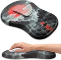 Ergonomic Mouse Pad Wrist Rest Carpal Tunnel Pain Relief Wrist Support Mousepad with Massage Bulge Memory Foam (Red Moon 11.8x7.9 in)