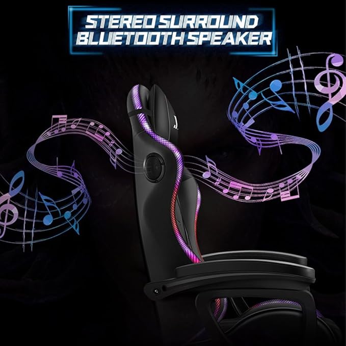 Ultimate Gaming Chair with Recline Colorful LightsFootrest Massage Surround Sound Latex Cotton Cover Ergonomic Design - for Gamers Office Workers Students - Chair Gaming (Color