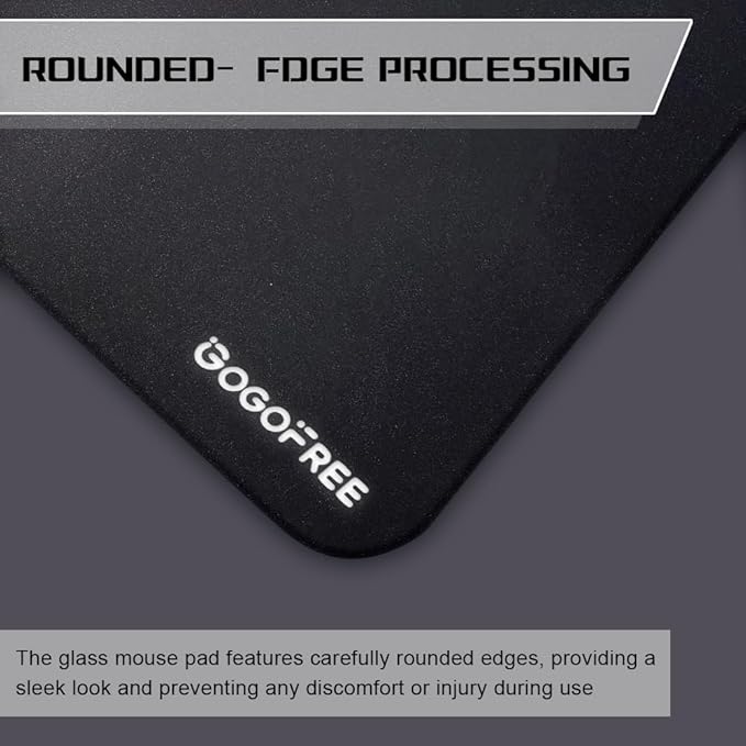 Glass Gaming Mouse Pad Professional Esport Tempered Glass Mouse Pad Ultra-Smooth Micro-Etched Surface for Top Speed and ControlHard Mousepad Black (15.7'' x 11.8'')