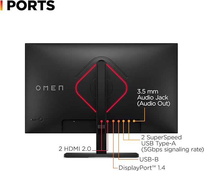 HP OMEN 24.5 inch FHD 360Hz Gaming Monitor FHD Display (1920 x 1080) IPS Panel Technology VESA DisplayHDR 400 1ms GtG (with Overdrive) NVIDIA G-SYNC Compatible Black OMEN 25 (2025)