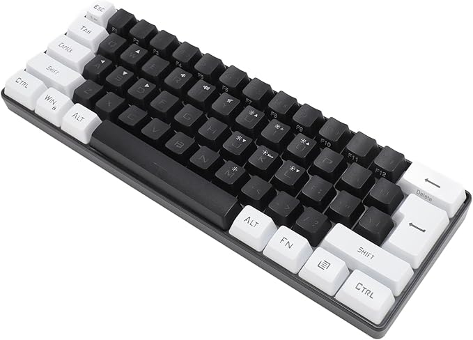60% Percent Keyboard RGB Wired Gaming Keyboard Hot Swappable Keyboard 61 Keys Small Compact Keyboard for PC Typist Travel (Black and White) Serounderryn6e0mfsb-12