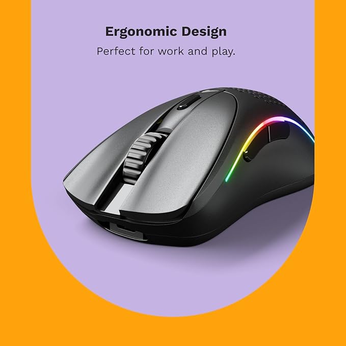 Glorious Gaming - Model D 2 Wireless Ergonomic Mouse Superlight 66g up to 210 hr Battery Life 26K Optical Sensor 6 Programmable Buttons 80 Million Clicks FPS MMO MOBA Battle Royale (Black)
