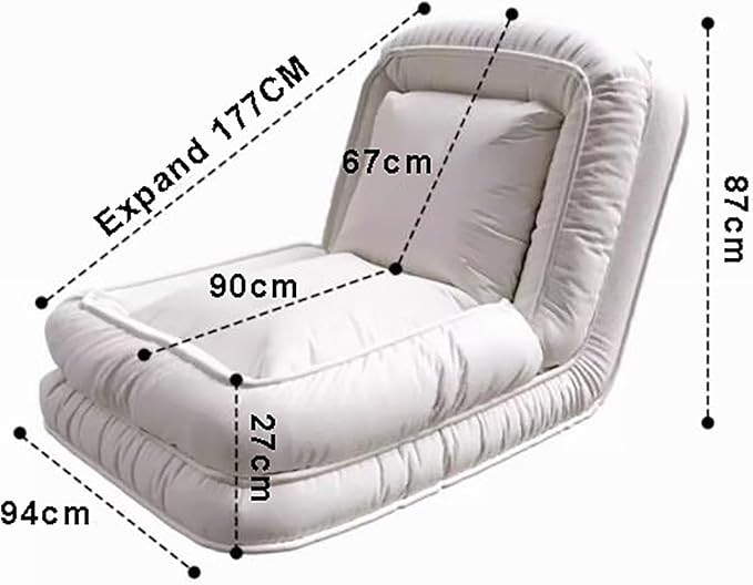 ELEFOCUS Adjustable Bean Bag ChairMulti-Function Folding Tufted Soft with Filler Couch Bed Chaise Lounge Indoor(C)
