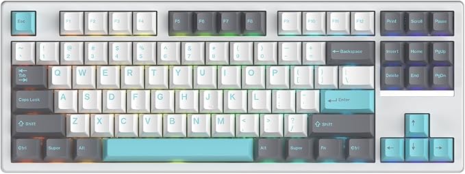 FE87 V2 Wired Mechanical Keyboard Dual 8KHZ Polling Rate Support SODC/Latency As 0.125MS/ARGBHot Swappable Gasket Sturcture Gaming Keyboard (White/Green Phoenix Switch)