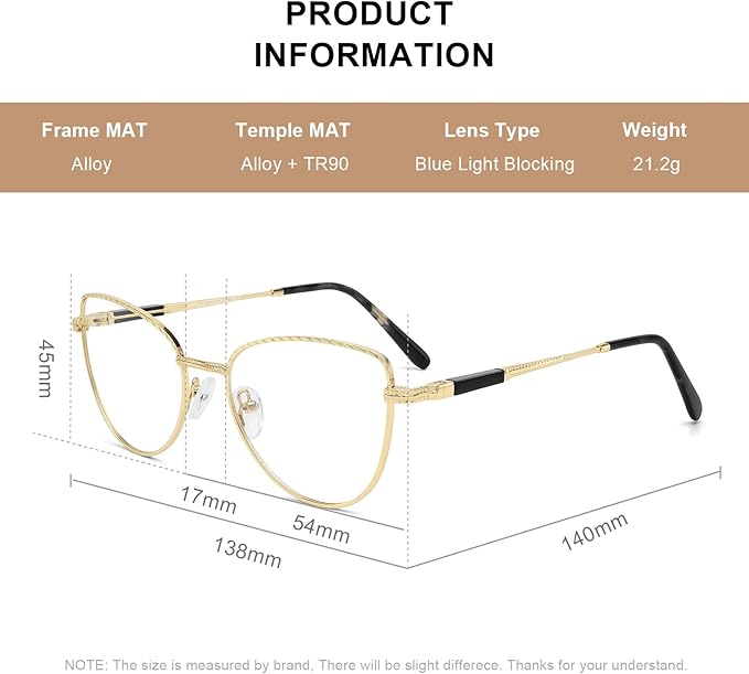 RB. Pilot Retro Cateye Reading Glasses for Women Blue Light Blocking Computer Glasses Spring Hinge Readers