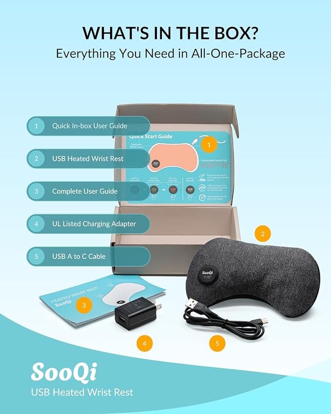USB Heated Wrist Rest for Mouse Dual-Sided Design with Warm Heat &amp Cooling Beads for Pain &amp Fatigue Relief Ergonomic Support for Office Work Home PC &amp Laptop Gaming