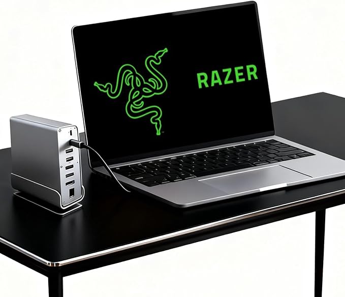 Docking Station for Razer Blade 18 17 16 15 14 Pro 17 Gaming Laptop 15-in-1 USB C with 360 ° Rotating Base 2 * 4K HDMI and 1*DP 10Gbps USB Port Transfer RJ45 Audio