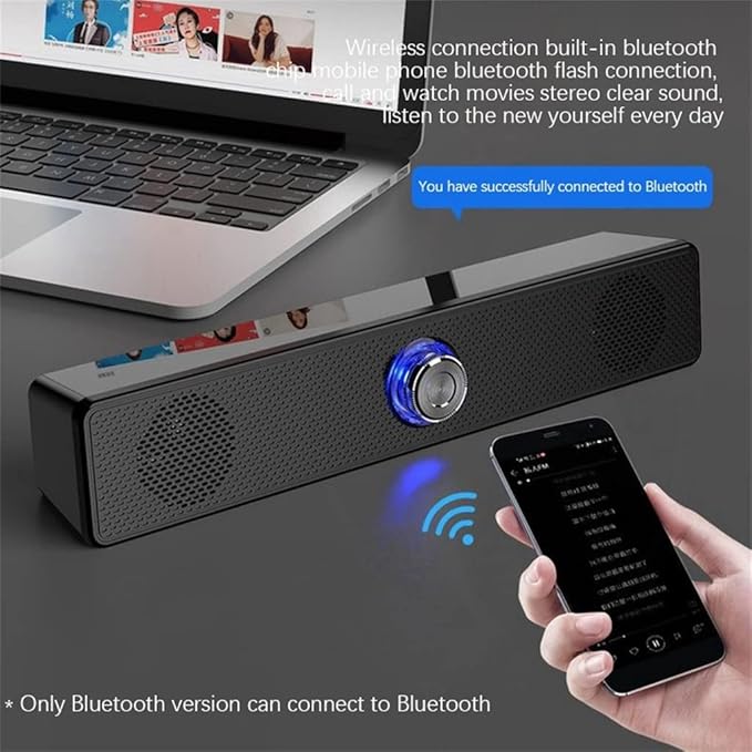 Home Theater HiFi Portable Speakers Stereo Bass Sound Bar Subwoofer Work for Computer TV Phone