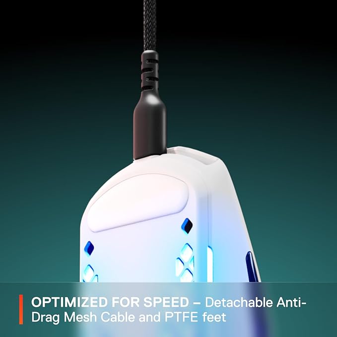 SteelSeries Aerox 3 - Holey RGB Gaming Mouse - Ultra-lightweight Water Resistant Design - 8500 DPI TrueMove Core Optical Sensor - Snow