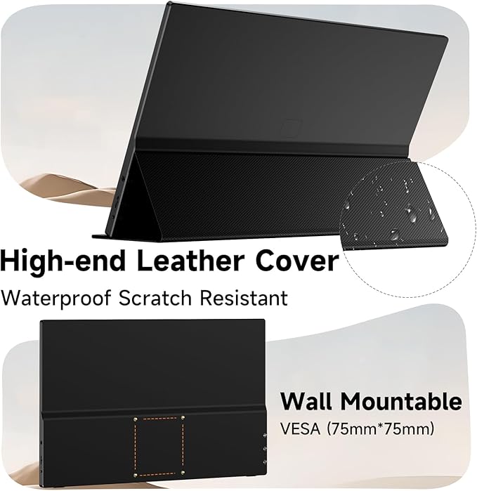 AYY 15.6 Inch Portable Monitor 1080P FHD USB-C HDMI External Display for Laptop Phone MAC PS5 Switch Xbox Ultra-Slim 100% sRGB Portable Second Screen with Dual Speakers &amp Smart Cover IPS Black
