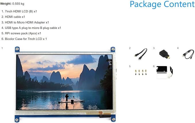 7inch Capacitive Touch Screen LCD for Raspberry Pi 4B/3B+ Banana Pi etc. 800×480 Resolution HDMI for Windows 11/10 / 8.1/8 / 7 with Bicolor Case (7inch HDMI LCD (B) with case)