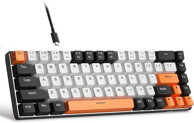 MageGee Portable 60% Mechanical Gaming Keyboard MK-Box LED Backlit Compact 68 Keys Mini Wired Office Keyboard with Red Switch for Windows Laptop PC Mac - White/Black