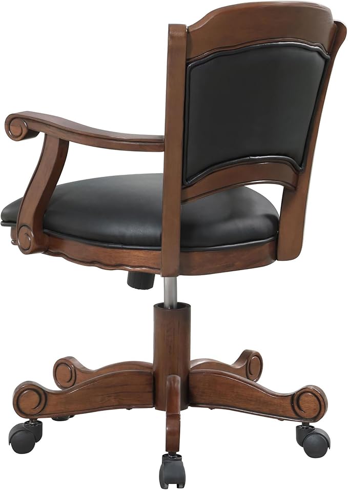 Black and Upholstered Game Chair with Casters