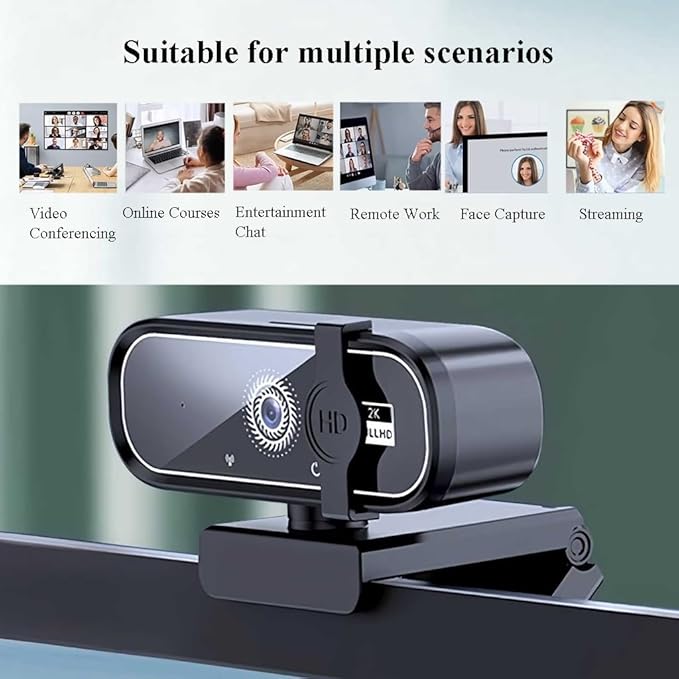 GIZNXBA Webcam for PC with Built-in Microphone Auto Light Correction USB-A Privacy Cover Wide Angle Camera for High-End Business Meetings&ampLive Streaming(1080P)