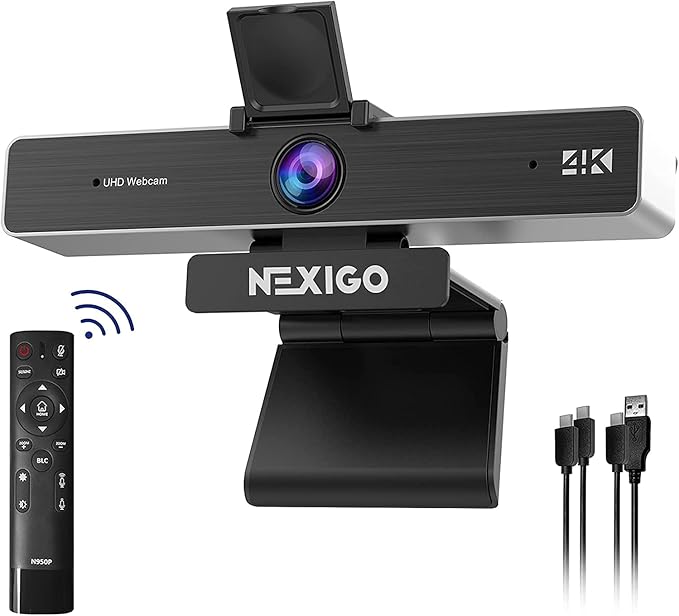 NexiGo Zoom Certified N950P 4K Zoomable Webcam with Remote Control Sony_Starvis Sensor 5X Digital Zoom Pro Web Camera with Dual Stereo Mics for Zoom Skype Teams Twitch