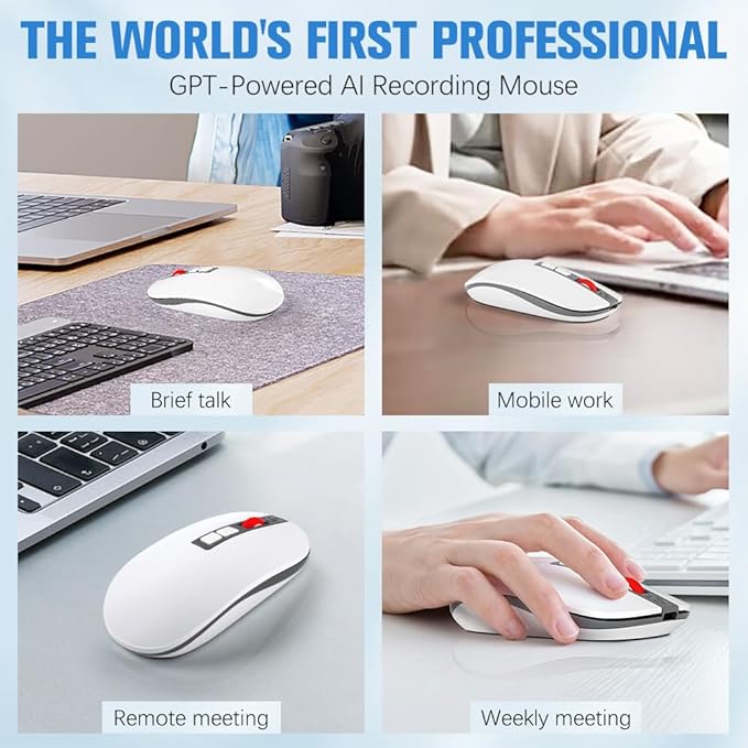 2025 AI Mouse AI Voice &amp Audio Recorder AI Real-Time Transcription Translation &amp Summarization Ergonomic Presenter Laser Pointer Remote for Office Remote Work High-Performance Device