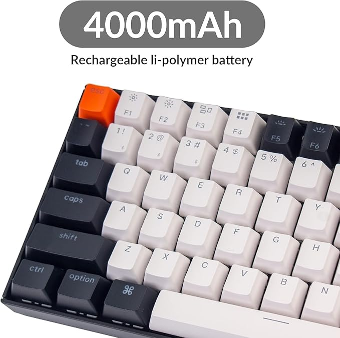 Keychron K2 75% Layout 84 Keys Hot-swappable Bluetooth Wireless/USB Wired Mechanical Keyboard for Mac with Super Brown Switch/Double-Shot Keycaps/White LED Backlit for Windows Version 2