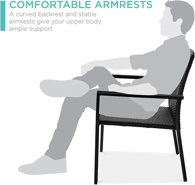 Adjustable Office Computer Chair with Armrest 2pcs Stackable Outdoor Rattan Wicker Dining Chairs with Armrests Steel Frames for Patio(Natural)