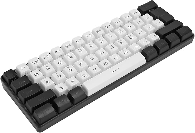 Wired Gaming Keyboard Small Compact 61 Keys Ergonomic Keyboard with LED Backlight for Office Business Travel Use (White)