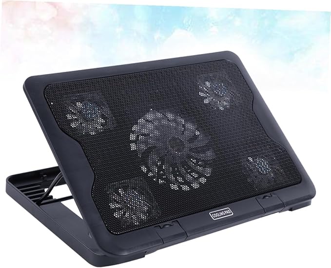 Laptop Cooling Stand 5 Fans USB Powered Cooling Base with Anti-Skid Heatsink Bracket for Notebooks and Laptops Multi-Angle for Gaming and Work Use