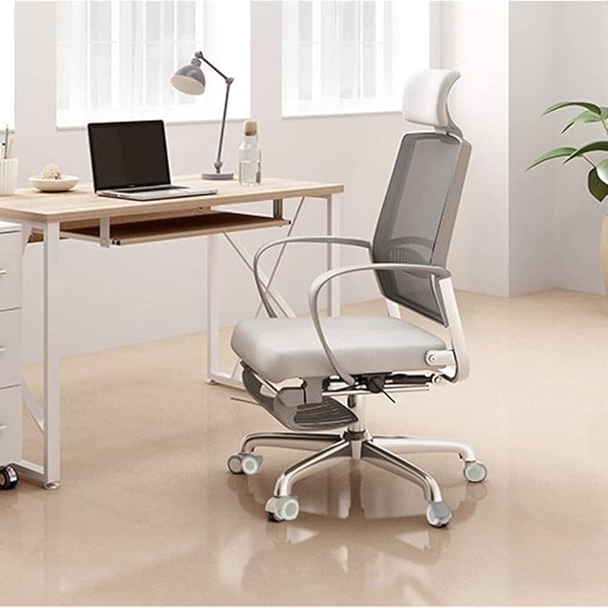 Office Chair Gaming Chair Computer Chair Chairs Height Adjustable Seat Breathable Mesh Back - Soft Foam Seat Cushion with Footrest(Color : Gray Size : 114.5 * 68cm)