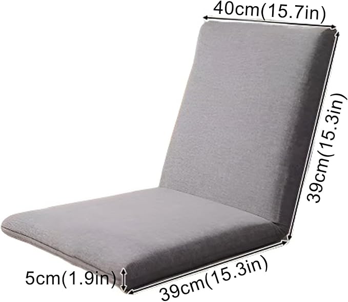 Adjustable Floor Chair Folding Lazy Sofa Padded Lounger Recliner 5-Position Floor Gaming Chair Cushioned Floor Chair with Back Support for Reading MeditatingLight Gray