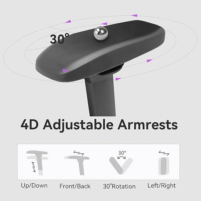 Gaming Chair 4D Adjustable Armrests - 170° Reclining &amp 320lb Capacity High Back Ergonomic Computer Chair with Lumbar Support Fabric Office Chair for Adults (Black)