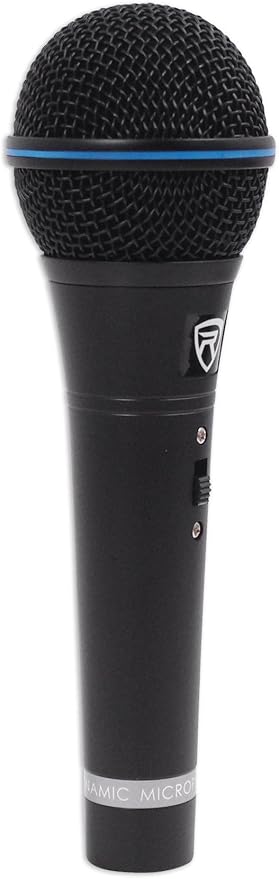 Rockville RMM-XLR Super Cardioid Dynamic Microphone 600 Ohm Metal Body On/Off Switch 10ft XLR Cable Black Finish for Live Performances and Vocals 4-Piece