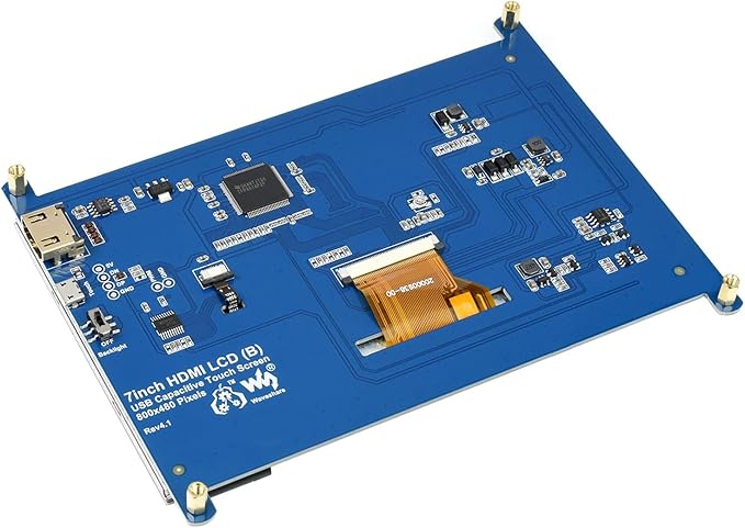 7inch Capacitive Touch Screen LCD for Raspberry Pi 4B/3B+ Banana Pi etc. 800×480 Resolution HDMI for Windows 11/10 / 8.1/8 / 7 (7inch HDMI LCD (B))