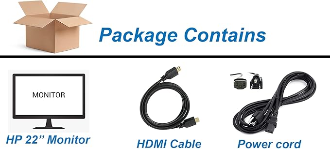 HP EliteDisplay E222 Full HD 22 Inch LED Monitor 1080p at 60Hz VGA HDMI Display Port USB 2.0 178 Degree Viewing Angle 7ms Response Time 250 Cd/m Brightness (Renewed) Black &amp Silver
