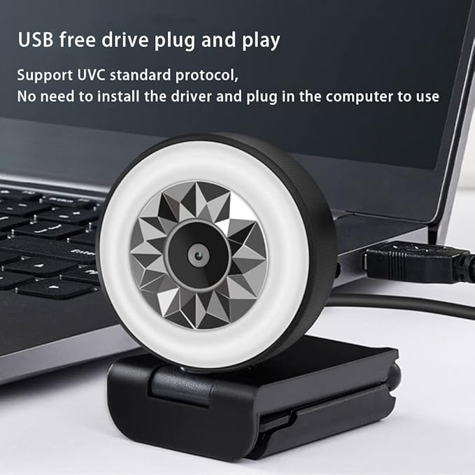 USB 1080P 2K Webcam Plug&ampfor Play Camera Noise Reduction Whitening Skin