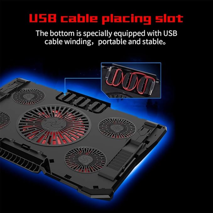 Adjustable Angles Laptop Cooler Ergonomic Notebook Cooling Pad with Five Led Fan for 11'' 15.6'' 17''Notebook Tablet PC (Color : Blue) (Blue)