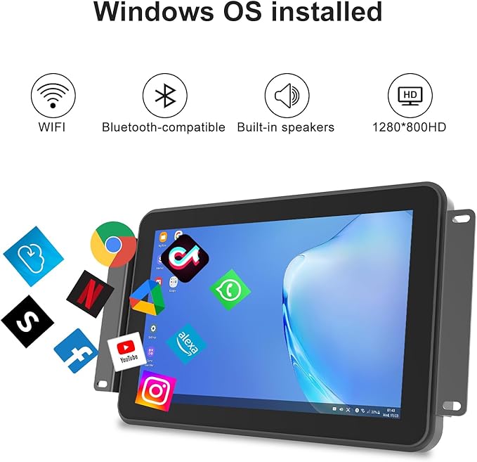 GreenTouch 10.1 Inch Open Frame PCAP Touch Screen All-in-One PC Monitor Intel I3 8GB RAM 128G SSD 16:10 Ratio Windows 10 for self-sevice Kiosk Interactive Machine