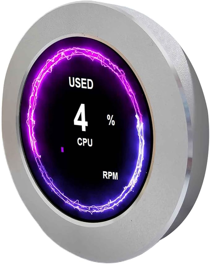 VSDISPLAY 2.1 Inch Round LCD Screen 480x480 CPU Temperature Date Monitoring Display for Computer PC Case Liquid CoolerSilver