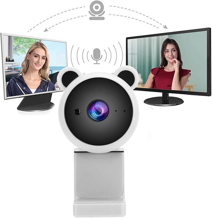 Webcam HD USB Computer Camera Webcam with Mic Video Recordin Diital Webcam for Live Broaast(White)