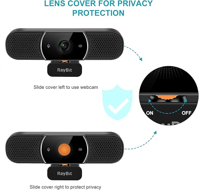 3 in 1 Webcam - 2K HD USB C Webcam with Microphone and Speaker Stereo Sound &amp Noise-Cancelling Mics Privacy Cover Light Correction Autofocus Conference Web Camera for Computer/Laptop/PC/Monito