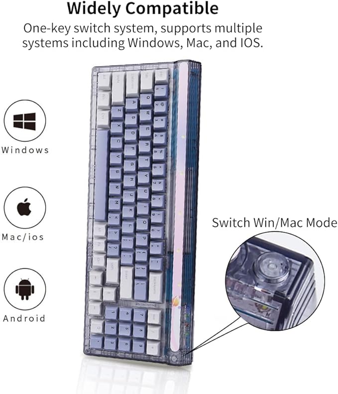 Newmen GM780 Wireless Gaming KeyboardWired/Bluetooth/2.4G 75% RGB Backlit Hot Swappable USB C Mini Compact Mechanical Keyboard78 Keys Small Computer Keyboards for PC/Laptop/Win/MacStarscape Switch