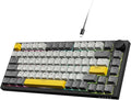 ATTACK SHARK Ajazz Hot Swappable Mechanical Keyboard 75% PercentTLK Custom Wired Keyboard Gaming with Rotary KnobRGB BacklitGasketNKROPBT Keycaps for Win/MacMoon Yellow Linear Switch
