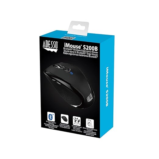 Adesso iMouse S200B Bluetooth Ergo Mini Mouse - Wireless with Adjustable DPI and Ergonomic Design