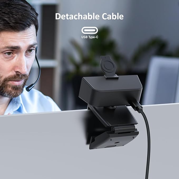 NexiGo N60 Pro (Gen 2) 1080P Webcam with Distortion-Free Lens USB A to Type-C Data Cable Noise Reduction Mic &amp Privacy Cover for Zoom/Skype/Teams/Webex Laptop MAC PC Desktop