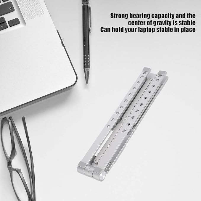 RS - Z83 Aluminium Alloy Notebook Cooling Stand Laptop Heat Dissipation Bracket Adjustable Height Ergonomic Design with Stable Base for Most Laptops Silver Desktop Accessories