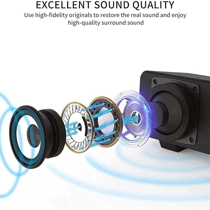 Sound bar with Built-in Subwoofer Surround Sound 3.5mm Input Jack Compatible with PC Computers Notebook Tablet Smart Phones