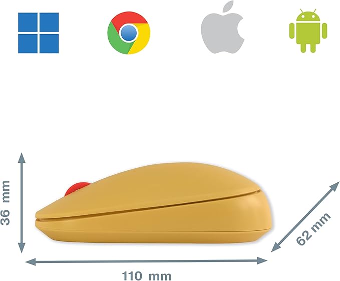 Leitz SureTrack Wireless Computer Mouse Suitable For Both Right &amp Left Handed Connect with Bluetooth or 2.4GHz USB-A Windows Android &amp Apple Cozy Collection Yellow 65310019