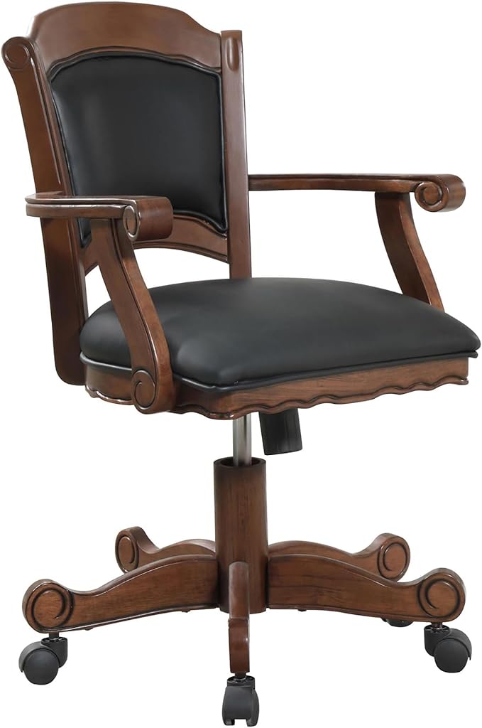 Black and Upholstered Game Chair with Casters