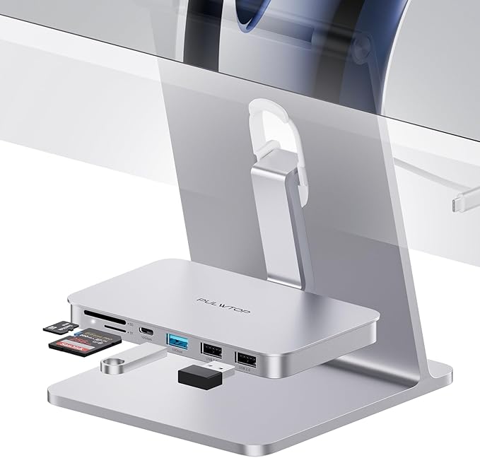 iMac Accessories for i-Mac 2021/2023/2024 PULWTOP USB C Hub for iMac with USB A/C 10Gbps Hub for M1/M3/M4 2 USBA 2.0 SD/TF Card Reader for iMac24 inch &amp Studio Display 2 Sliver