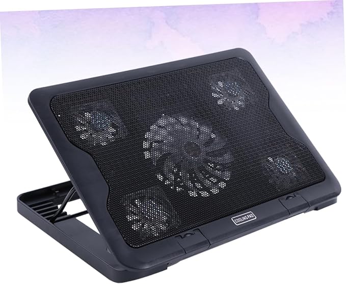 Laptop Cooling Pad with 5 Fans USB Cooler Stand Adjustable Angle Anti-Skid Heatsink Bracket for Notebooks and Laptops