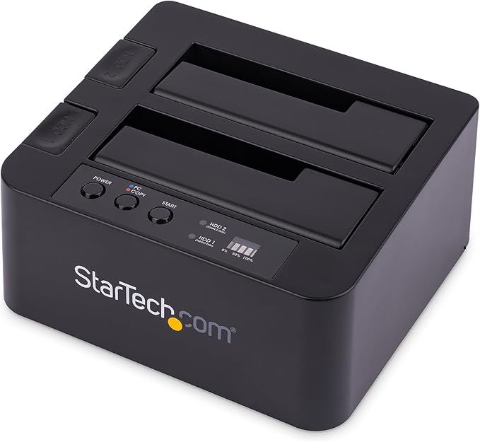 StarTech.com Standalone Hard Drive Duplicator External Dual Bay USB 3.0 (5 Gbps) / eSATA to 2.5/3.5 SATA III HDD/SSD Cloner/Copier Hard Disk Docking Station Cloning/Recovery (SDOCK2U33RE)Black